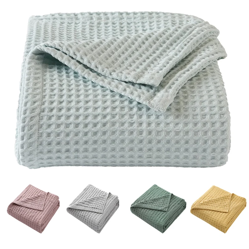 Cashmere Throw Blanket - Premium Saf Pamuk Waffle Örgü Termal