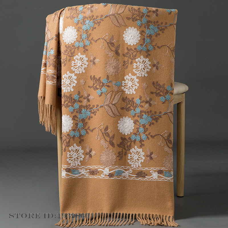 Cashmere Throw Blanket - Kadın Kaşmir Paşmina Eşarp Şal Nakışlı