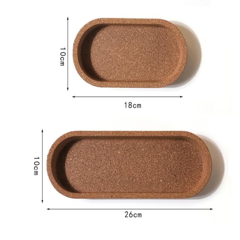 Marble Serving Board - Oval Şekilli Mantar Tepsi Dağıtıcı/Parfüm/Takı Tutucu