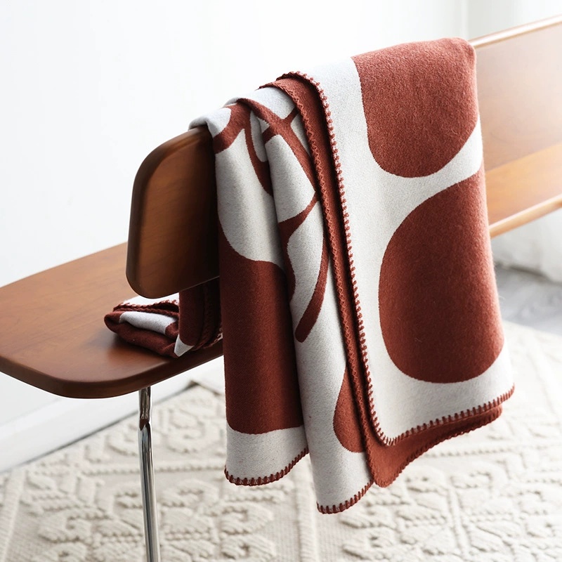Cashmere Throw Blanket - Jakarlı Sahte Kaşmir Battaniye Rahat Kanepe