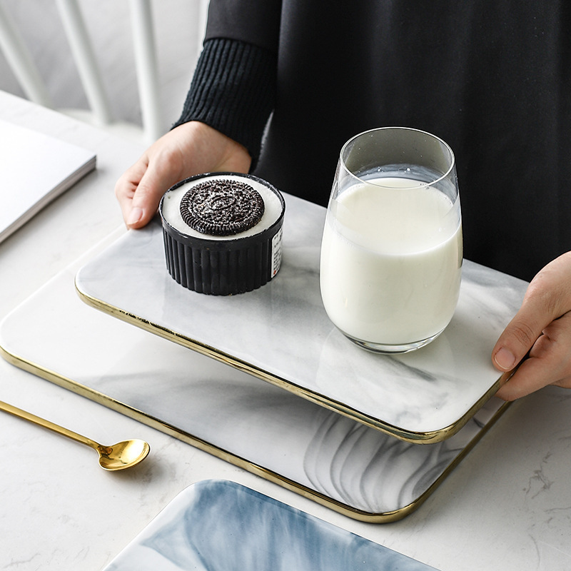 Altın Kenarlı Mermer Seramik K - Marble Serving Board incelemesi ve fiyatı